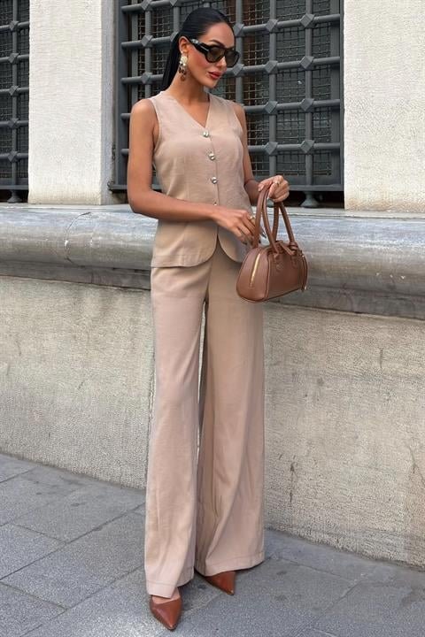 Back-Laced Vest Plazza Pants Modal Set 10202-08
