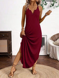 Women's Viscose Round Neck Asymmetrical Detail Strap Dress