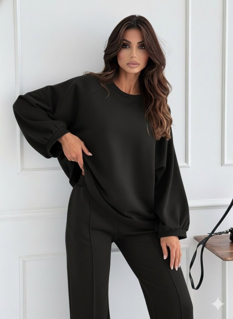 Women's Long Sleeve Loose Fit Modal Blouse and Pants Two-Piece Set