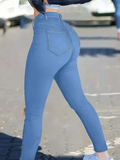 Women's High Waisted Button-Front Skinny Jeans