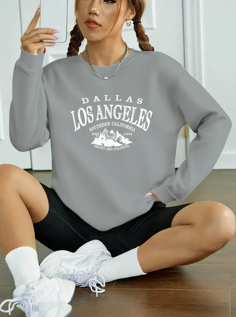 Women's Long-Sleeved Crew Neck Viscose Two-Yarn Blouse