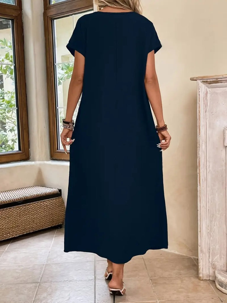 Women's Long Sleeve V-Neck Viscose Dress