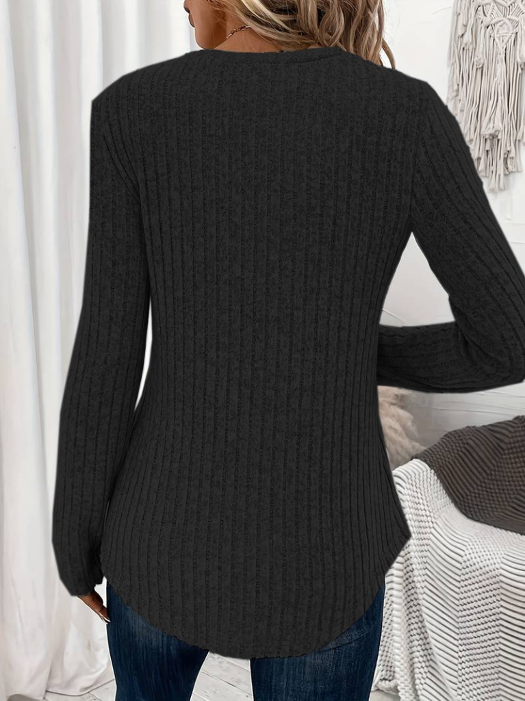 Kadın Uzun Kollu V Yakalı Düğmeli şardonlu Kaşkorse Bluz