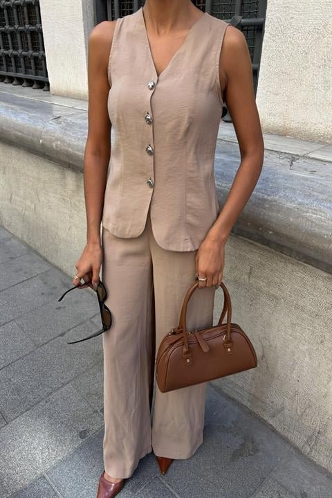 Back-Laced Vest Plazza Pants Modal Set 10202-08
