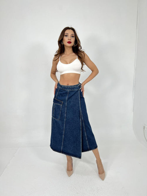 6522 DENIM SKIRT-BLUE