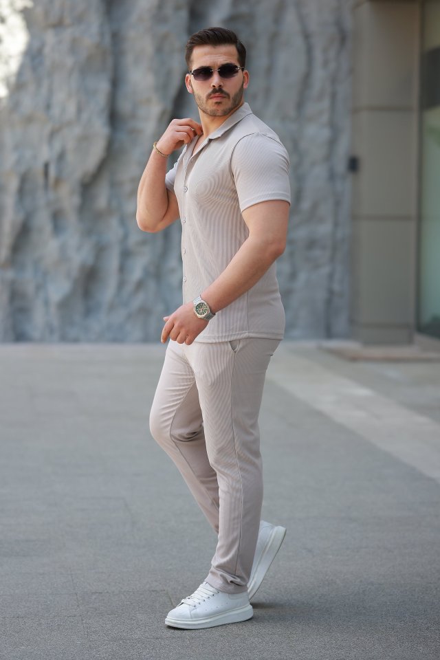 Men's Ottoman Fabric Pants and Shirt Set