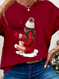 Women's New Year's Special Long Sleeve Crew Neck Patterned Viscose Double Yarn Blouse