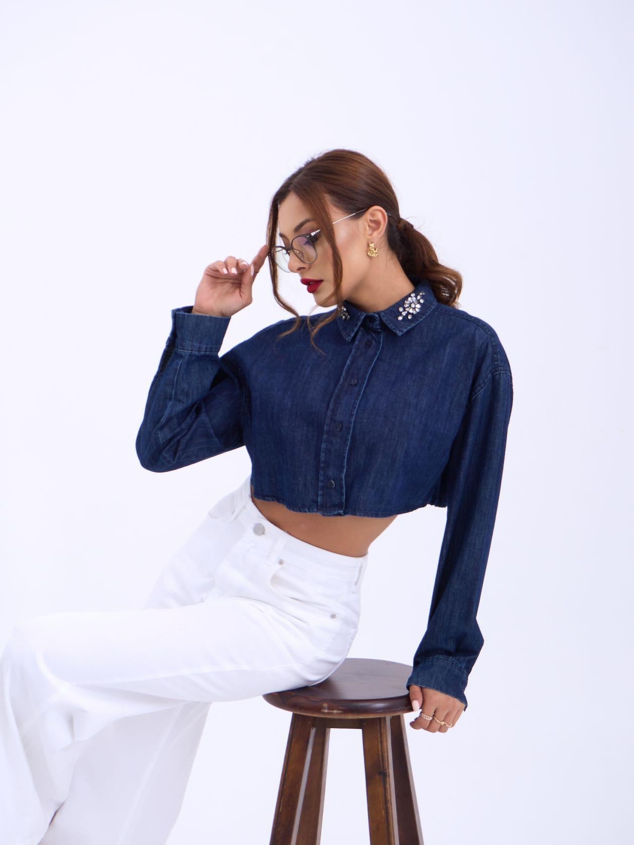 6603 KOT BLUZ-MAVİ