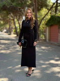 Women's Long Sleeve Crew Neck Side Tie Long Modal Dress