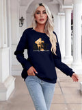 Women's Long-Sleeved Crew Neck Viscose Two-Yarn Blouse