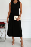 Women's Sleeveless Crew Neck Midi Viscose Double Knit Dress