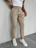 Men's Pleated Old Money Pants with Waist Buckle Detail