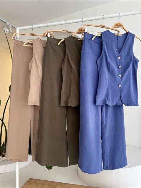 Back-Laced Vest Plazza Pants Modal Set 10202-08