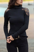 Women's Cachet Fabric Tulle Detailed Long Sleeve Blouse