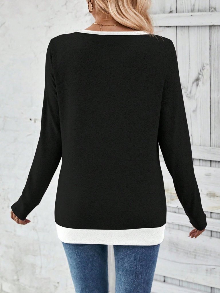 Women's Long Sleeve V-Neck Side Buttoned Wool Viscose Blouse