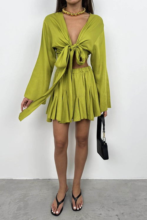Elastic Waist Flared Skirt