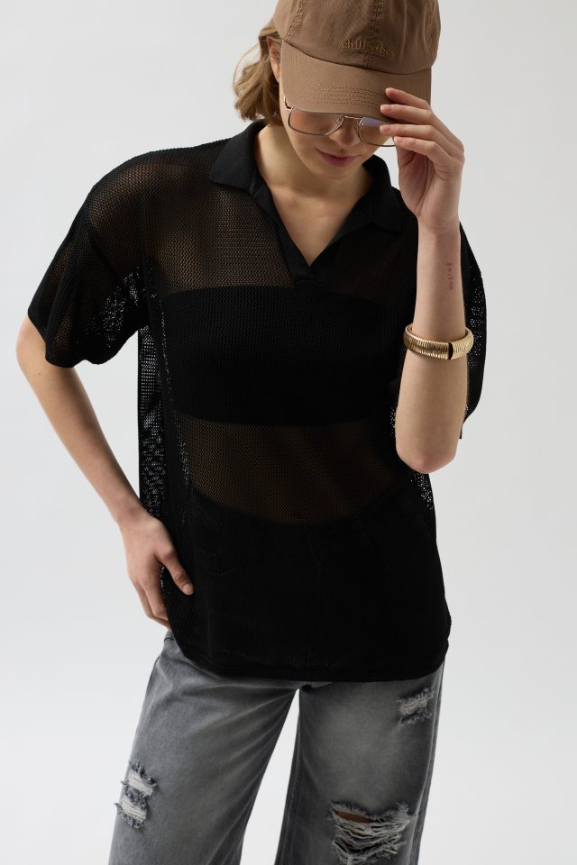Polo Yaka TransparanT-Shirt