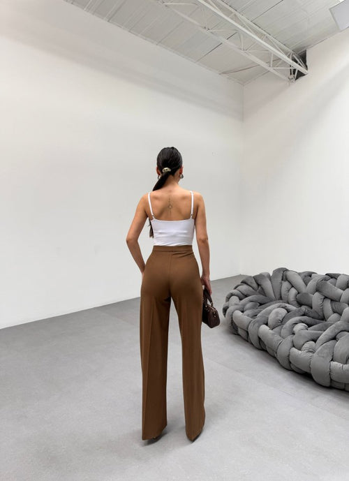230 Gr Poly Viscose Lycra Metal Düğme Palazzo Pantolon