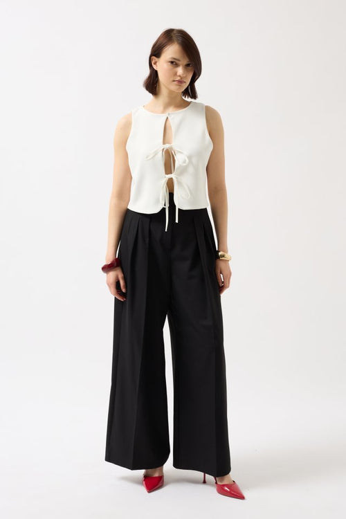 Lace-up Detail Cut-out Blouse