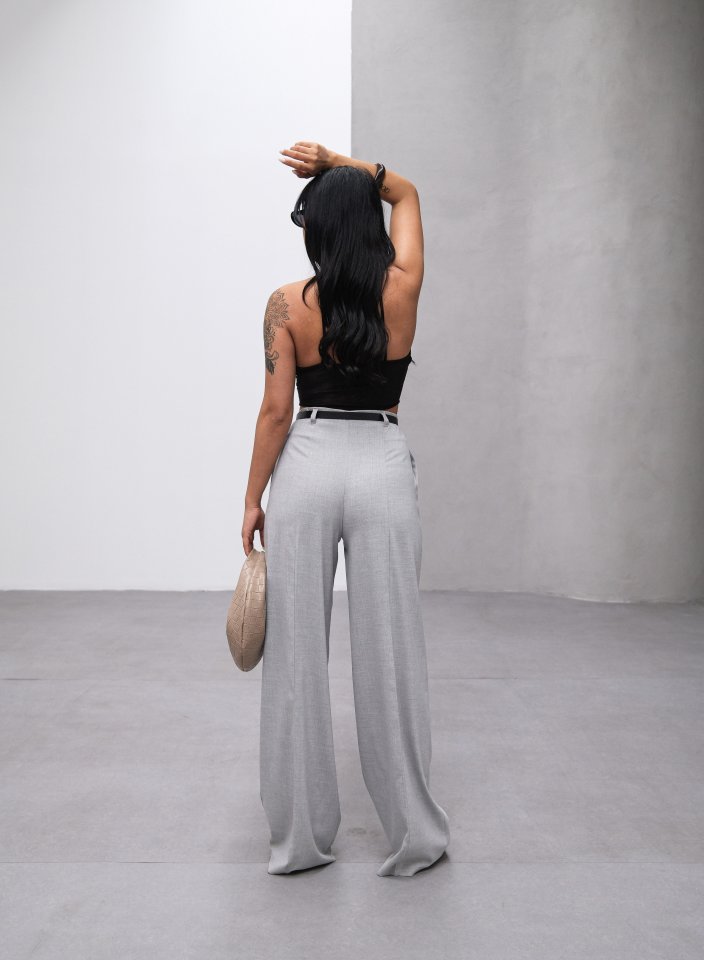 Poly Viscose High-Waisted Belted Draped Palazzo Pants (Belt Included)