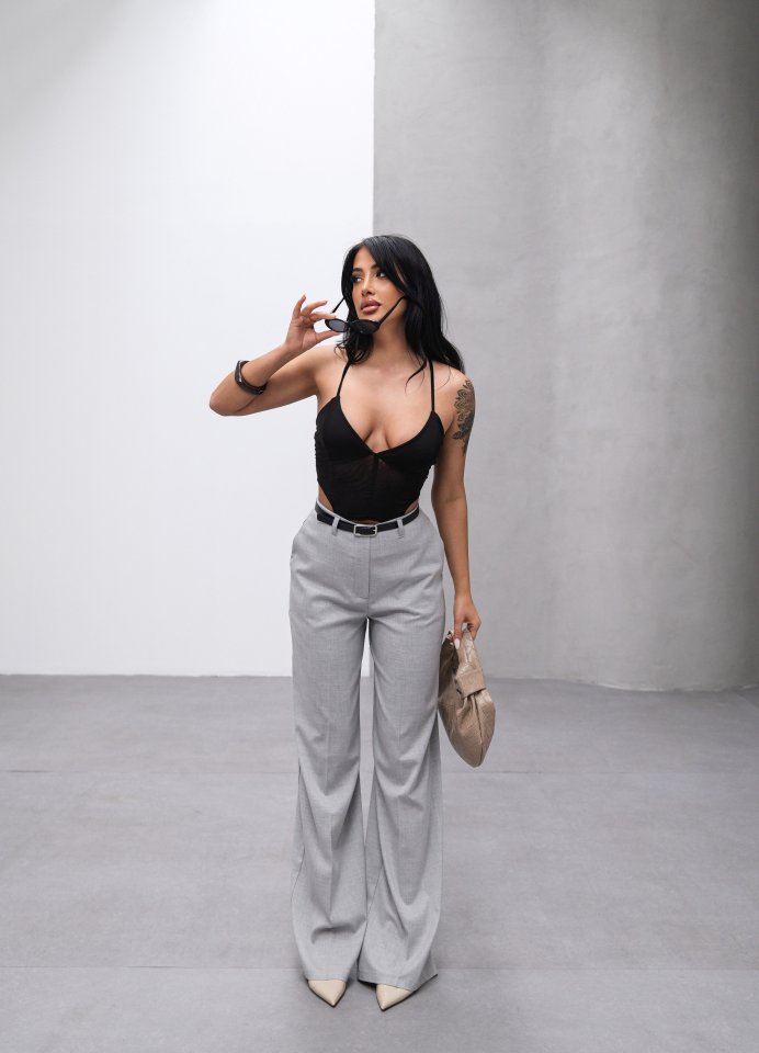 Poly Viscose High-Waisted Belted Draped Palazzo Pants (Belt Included)
