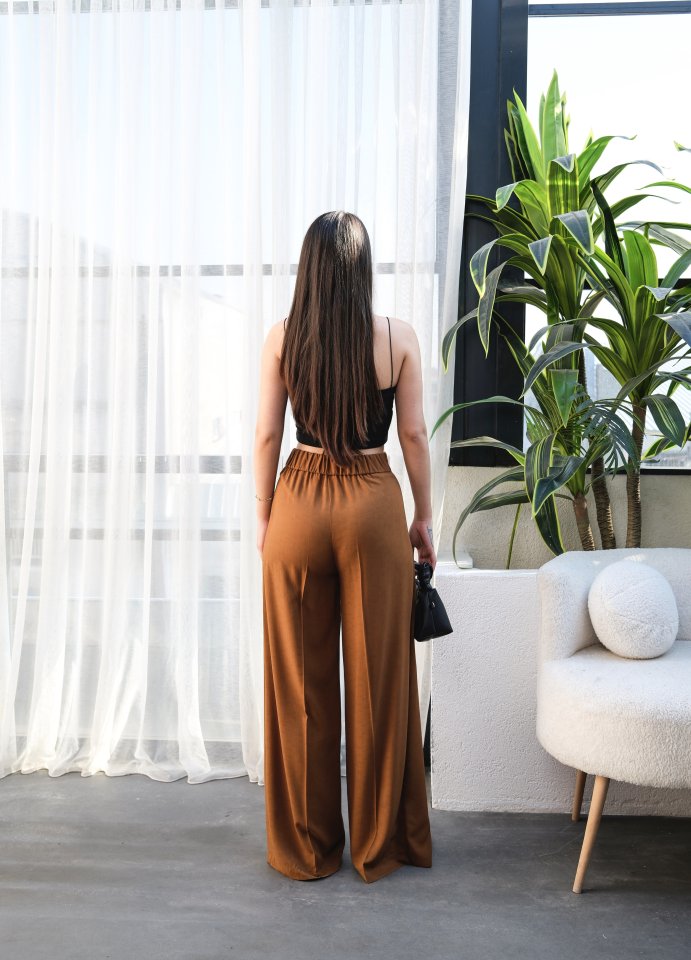 Linen Cropped Wrap Front Elasticated Drawstring Wide Leg Trousers