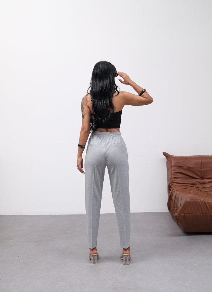Pants with Decorative Buttons and Elasticated Back Waist
