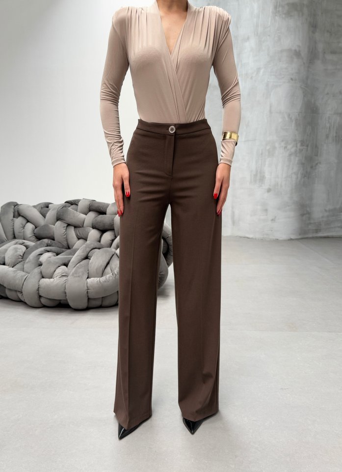 Yüksek Bel Straight Fit Palazzo Pantolon