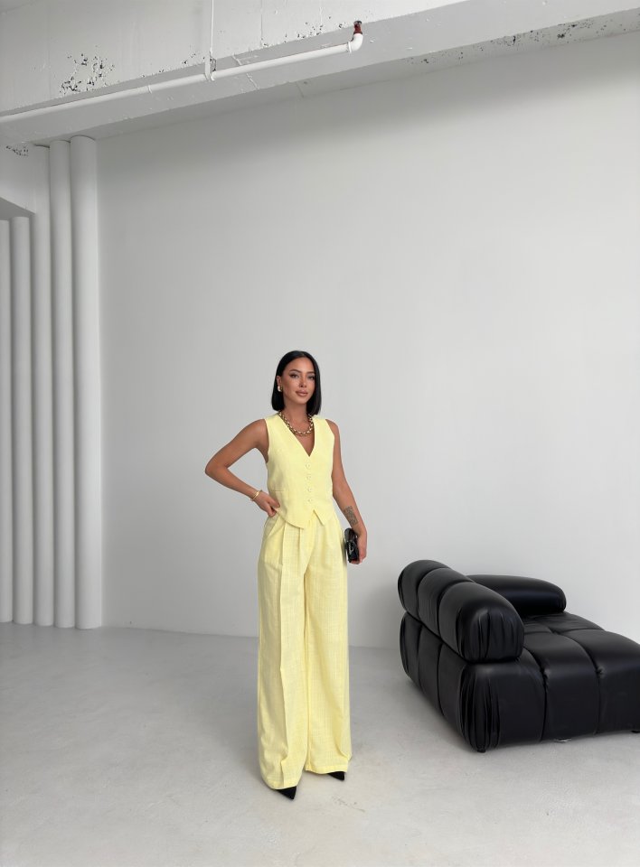 Linen Cross-Over Vest and Trousers Set
