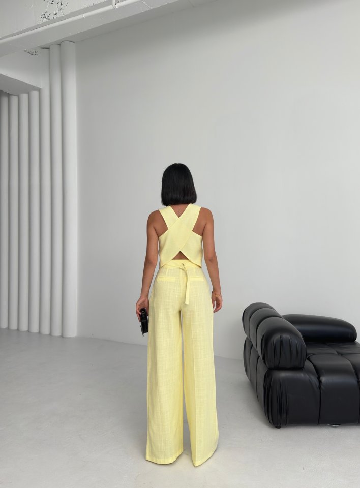 Linen Cross-Over Vest and Trousers Set
