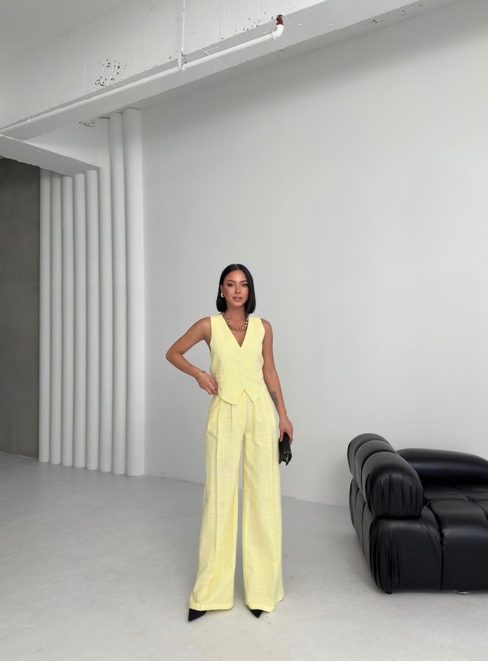 Linen Cross-Over Vest and Trousers Set