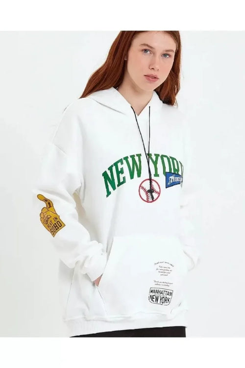 Printed Hoodie - White