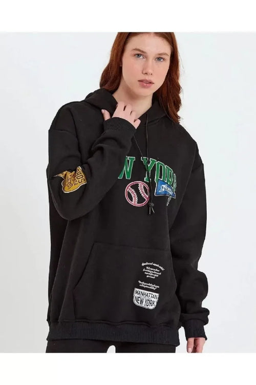 Printed Hoodie - Black