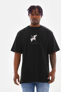 Unisex Baskılı Oversize T-Shirt - Siyah