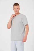 Unisex Düz Biskilet Yaka Oversize T-shirt - Gri