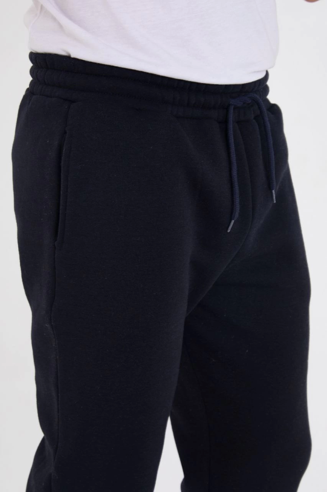Unisex Winter Three-Thread Elastic Sweatpants - Navy Blue