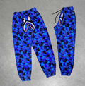 Two-Thread Seasonal Bape Embroidered Sweatpants - Blue