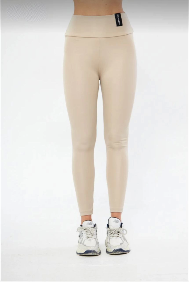Women's High Waisted Shaping and Compressing Fleece Lined Leggings - Beige