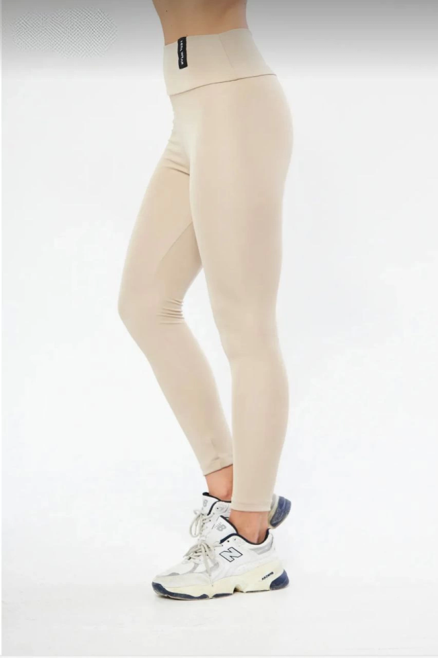 Women's High Waisted Shaping and Compressing Fleece Lined Leggings - Beige