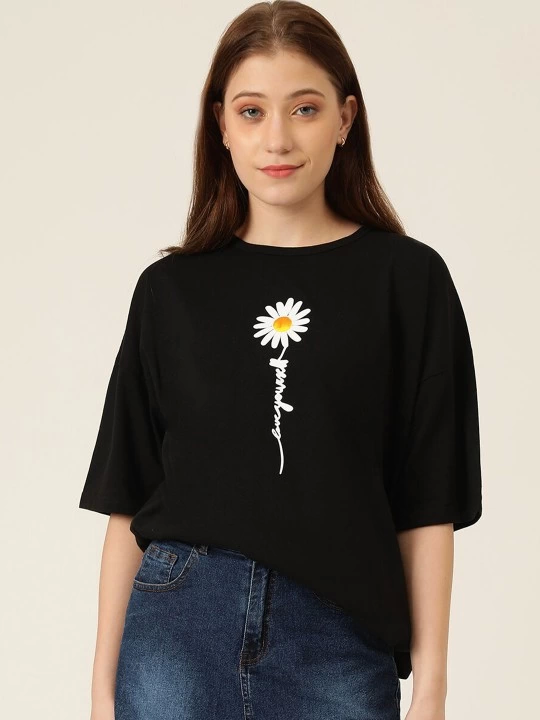 Baskılı T-shirt - Siyah