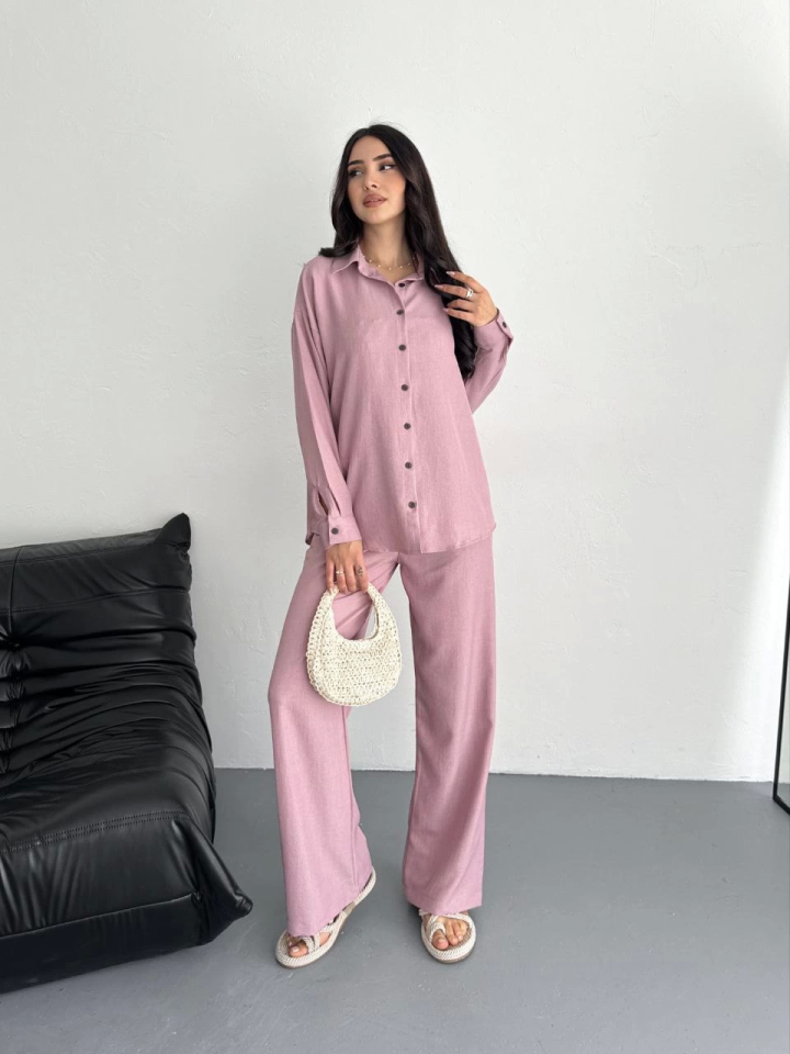 Gömlek Pantolon Ikili Takım - Toz Pembe