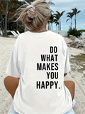Baskılı Oversize Bisiklet Yaka T-shirt - Beyaz