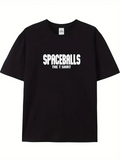 Baskılı Oversize Bisiklet Yaka T-shirt - Siyah