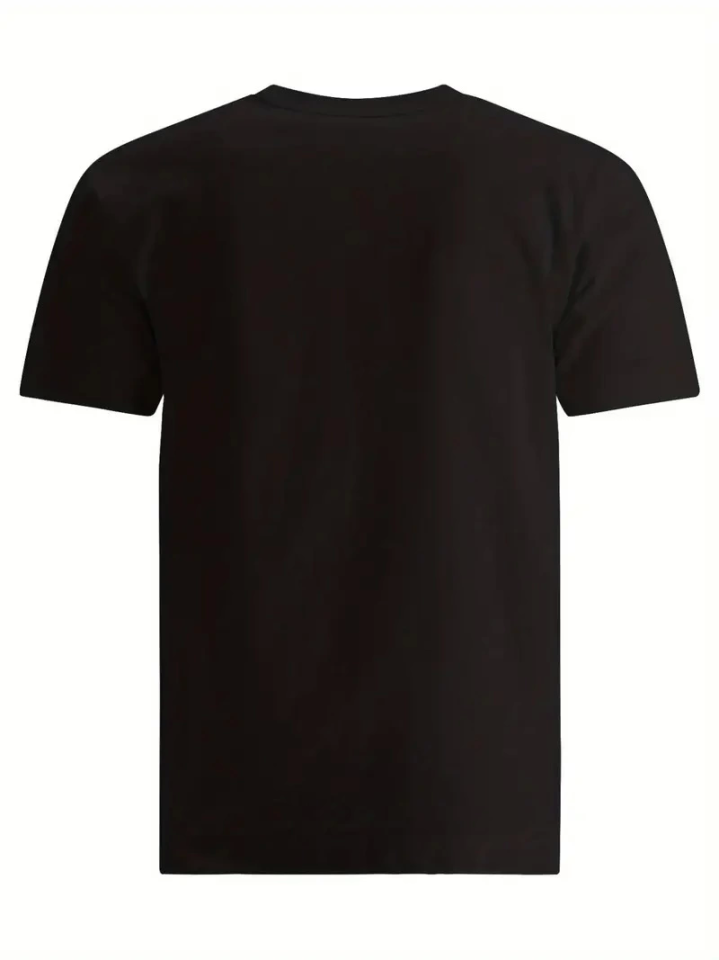 Baskılı Oversize Bisiklet Yaka T-shirt - Siyah