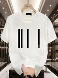 Baskılı Oversize Bisiklet Yaka T-shirt - Beyaz