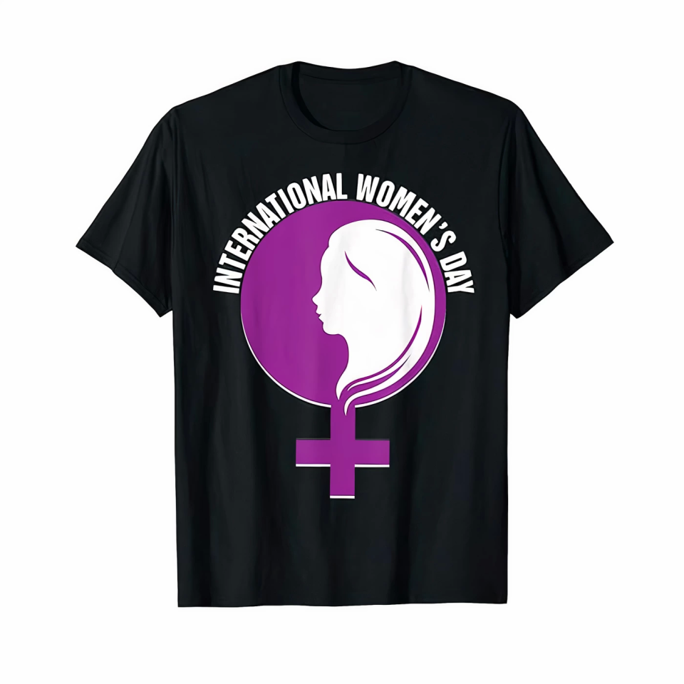 8 Mart Dünya Kadınlar Günü İçin Özel Baskılı T-shirt - Siyah