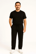Men's Diagonal Micro Textured Pocket Trousers - Black