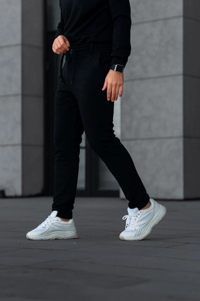 Men's Diagonal Micro Textured Pocket Trousers - Black