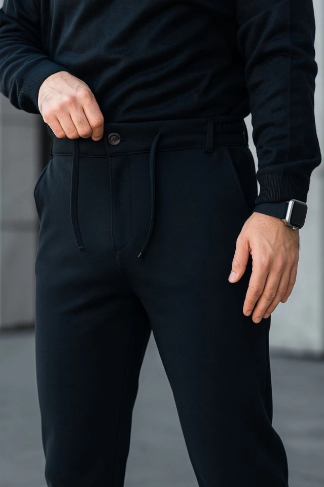 Men's Diagonal Micro Textured Pocket Trousers - Black