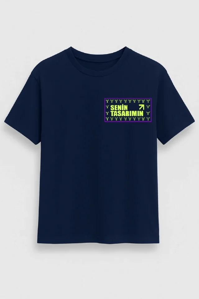 Ön Arka Oversize T-shirt 24/1 Düz - Lacivert
